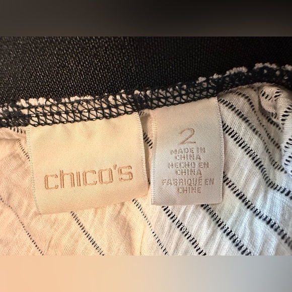 Chico's STRIPE MAXI SKIRT Size 12 (2) Large Black White Textured Hi Low NWT 1711 - Picture 7 of 9